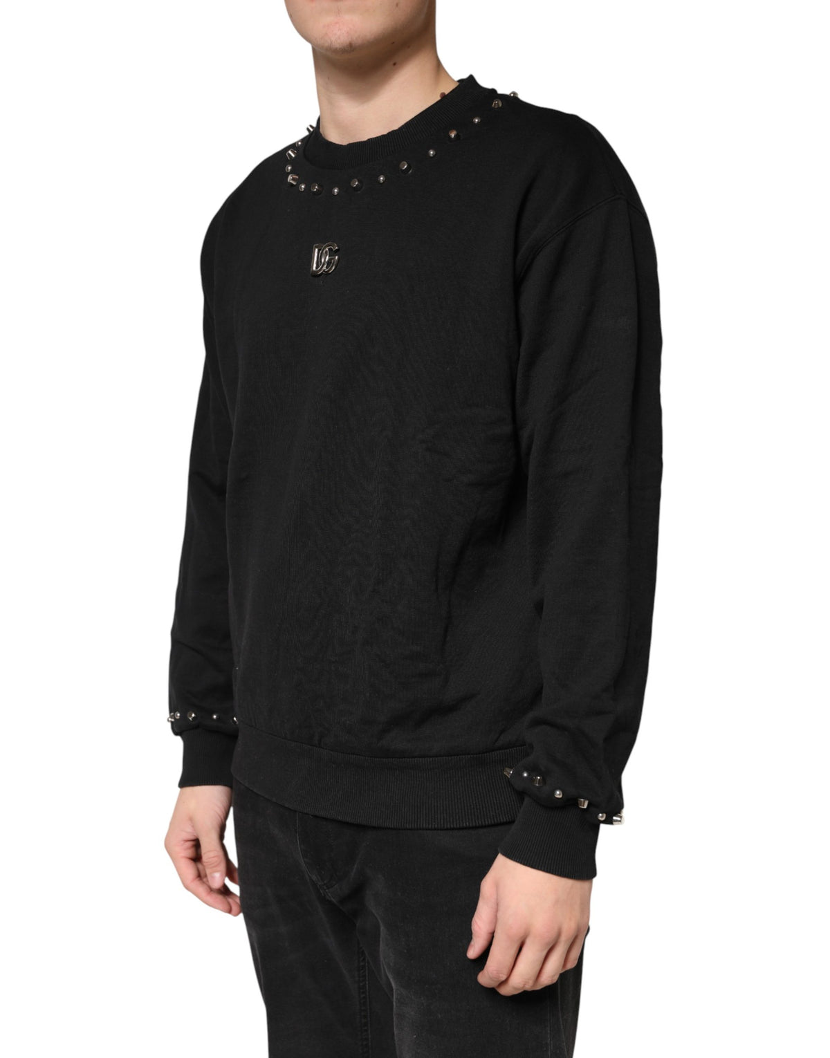 Pull Dolce & Gabbana en coton noir orné