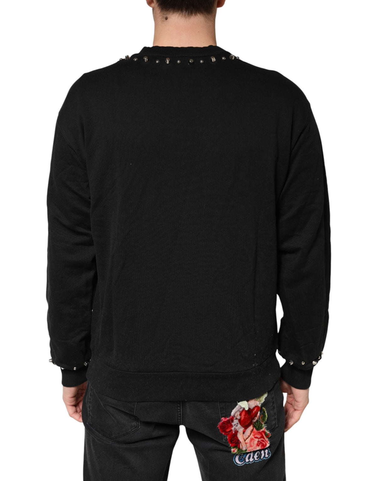 Pull Dolce & Gabbana en coton noir orné