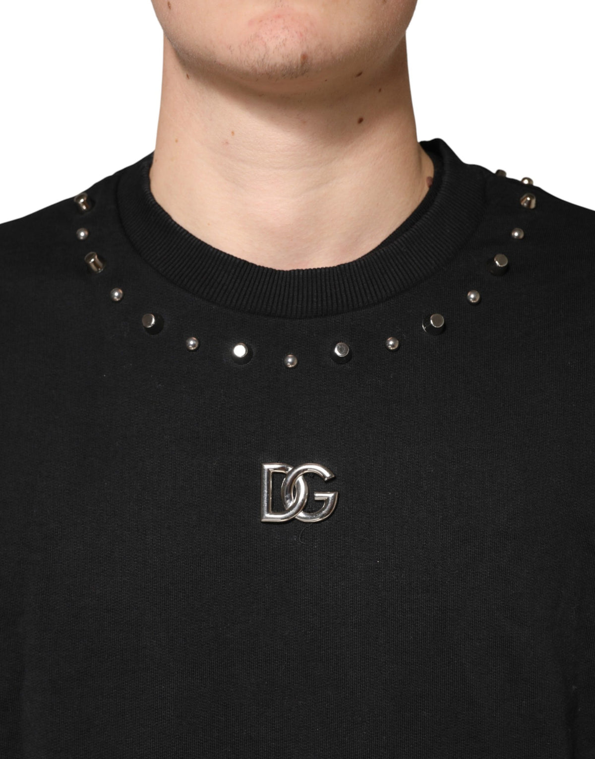 Pull Dolce & Gabbana en coton noir orné