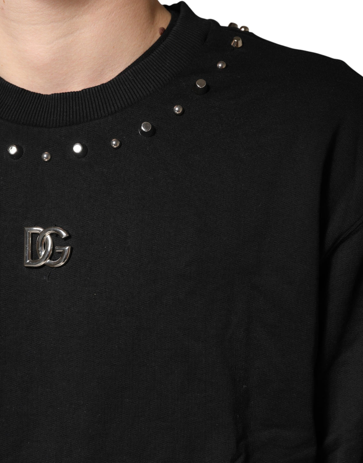 Pull Dolce & Gabbana en coton noir orné