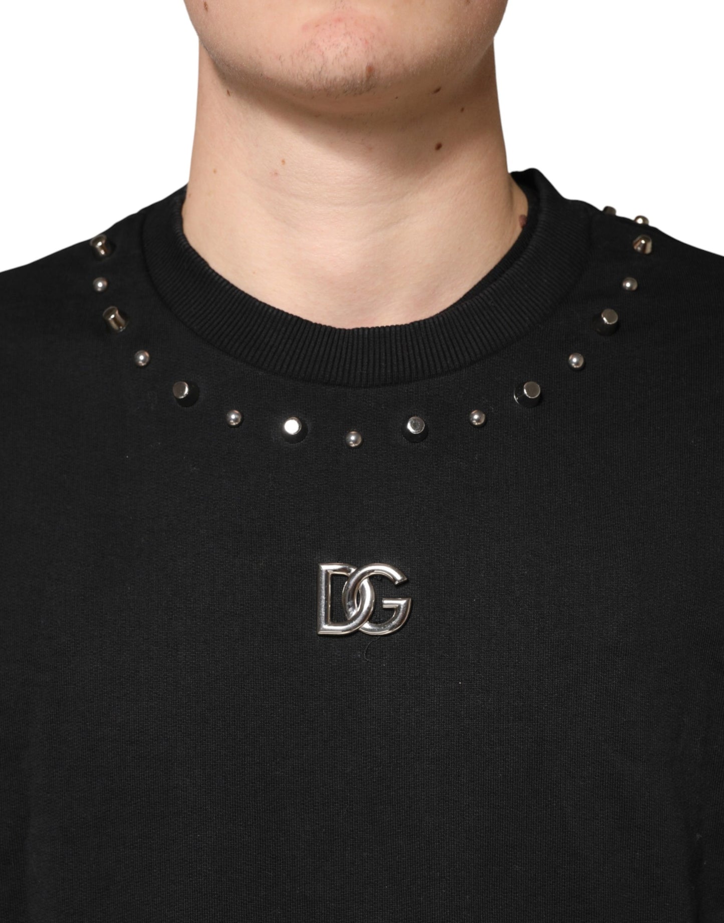 Pull Dolce & Gabbana en coton noir orné