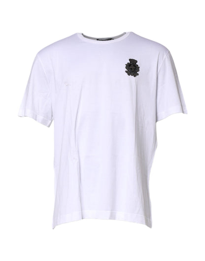 Dolce & Gabbana Wit Katoenen Heraldiek DG-wapen Patch T-shirt