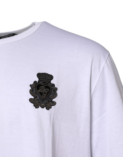 Dolce & Gabbana Wit Katoenen Heraldiek DG-wapen Patch T-shirt