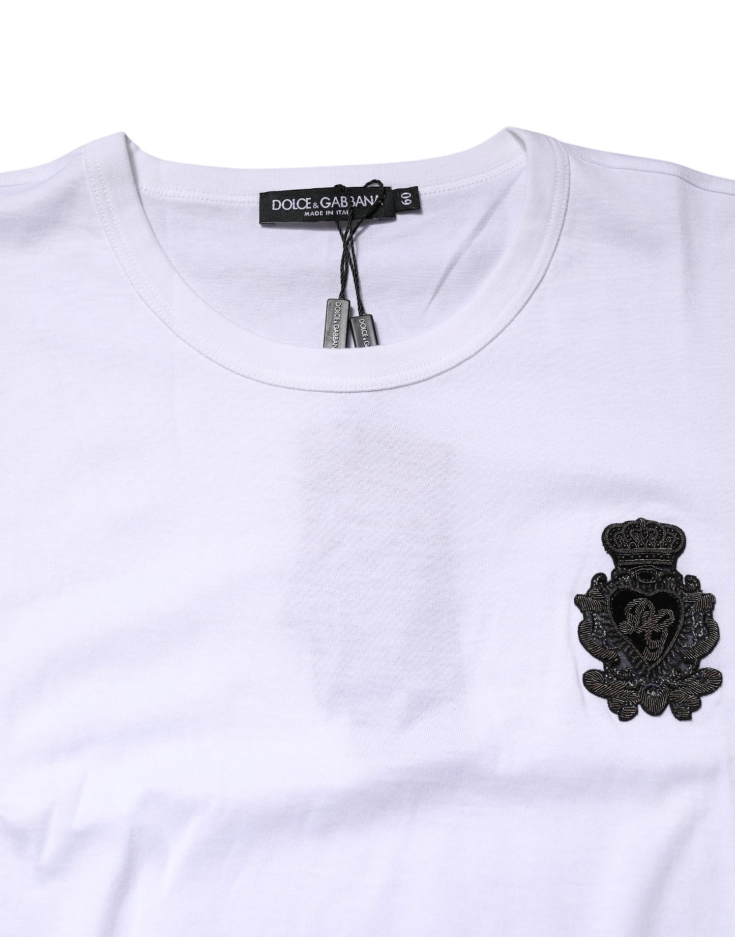 Dolce & Gabbana Wit Katoenen Heraldiek DG-wapen Patch T-shirt