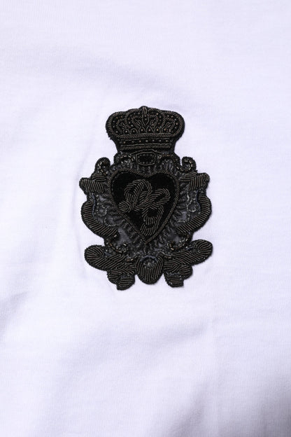 Dolce & Gabbana Wit Katoenen Heraldiek DG-wapen Patch T-shirt