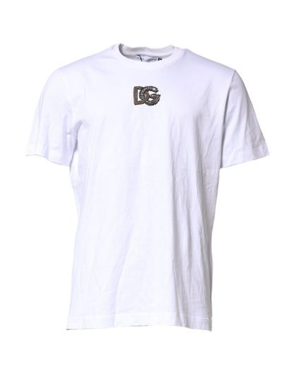 Dolce & Gabbana Wit Katoenen T-shirt voor Heren met DG Logo Borduurwerk