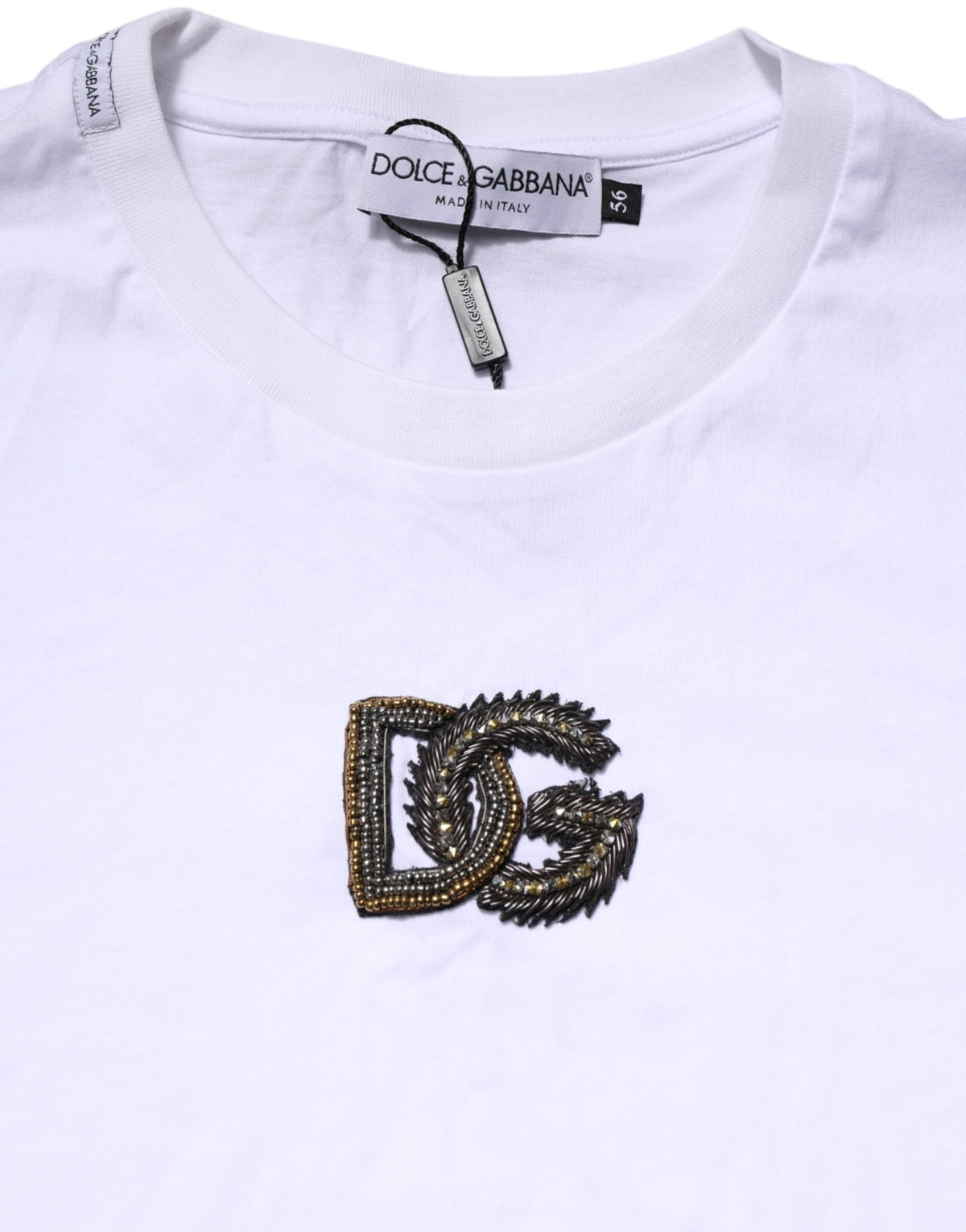 T-shirt homme Dolce & Gabbana en coton blanc avec broderie logo DG