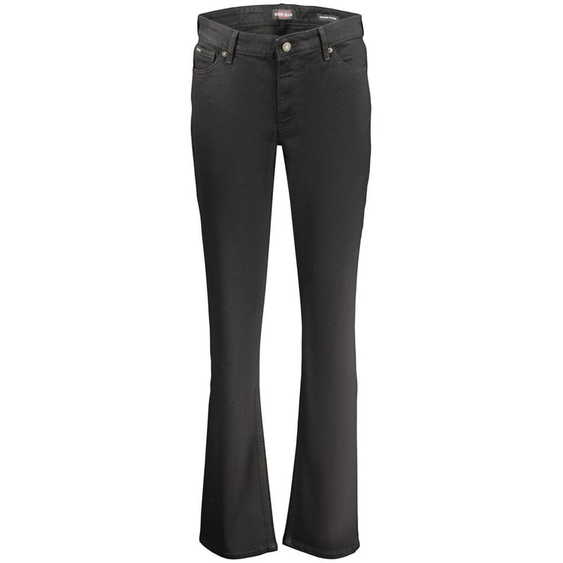 Guess Jeans G08 Mid Rise Straight Black Cotton Women's Jeans