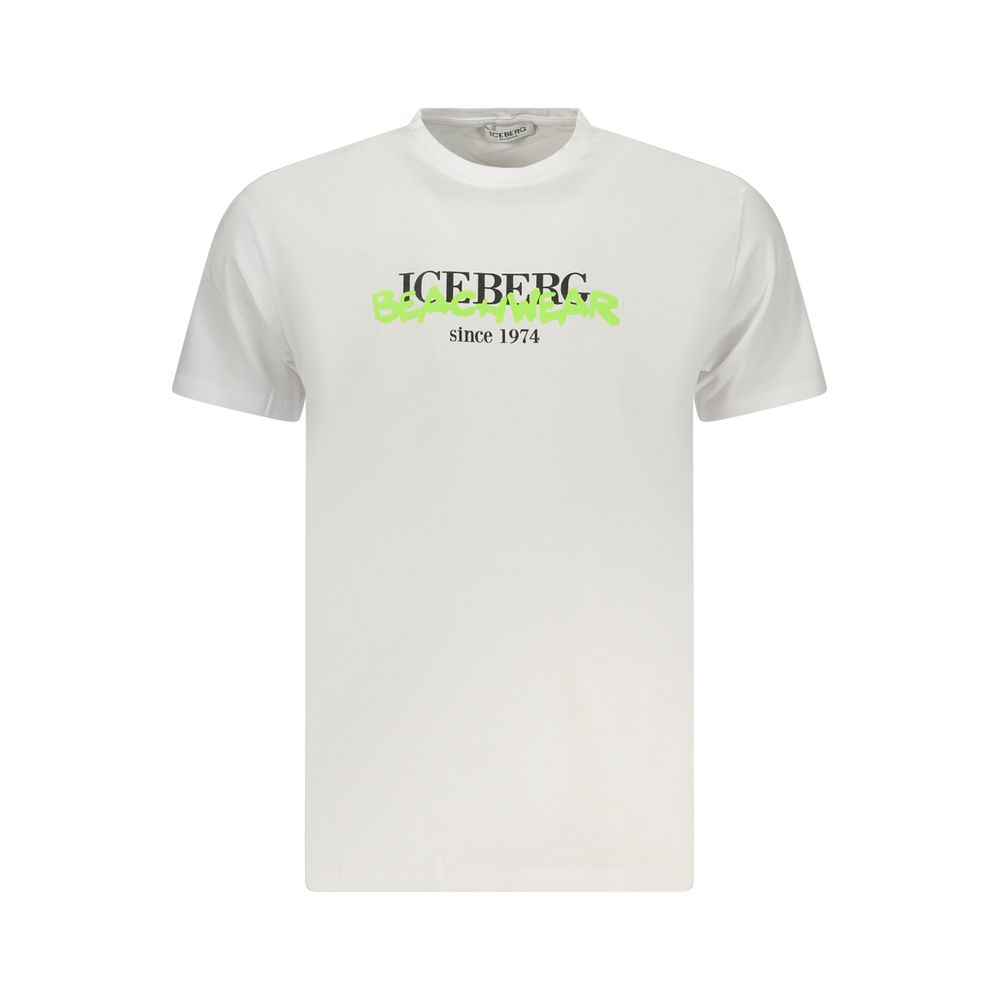 Iceberg Neon Cotton Men T-Shirt - Bold White Crew Neck Tee
