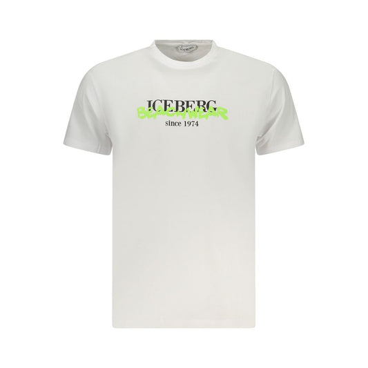 Iceberg Neon Cotton Men T-Shirt - Bold White Crew Neck Tee