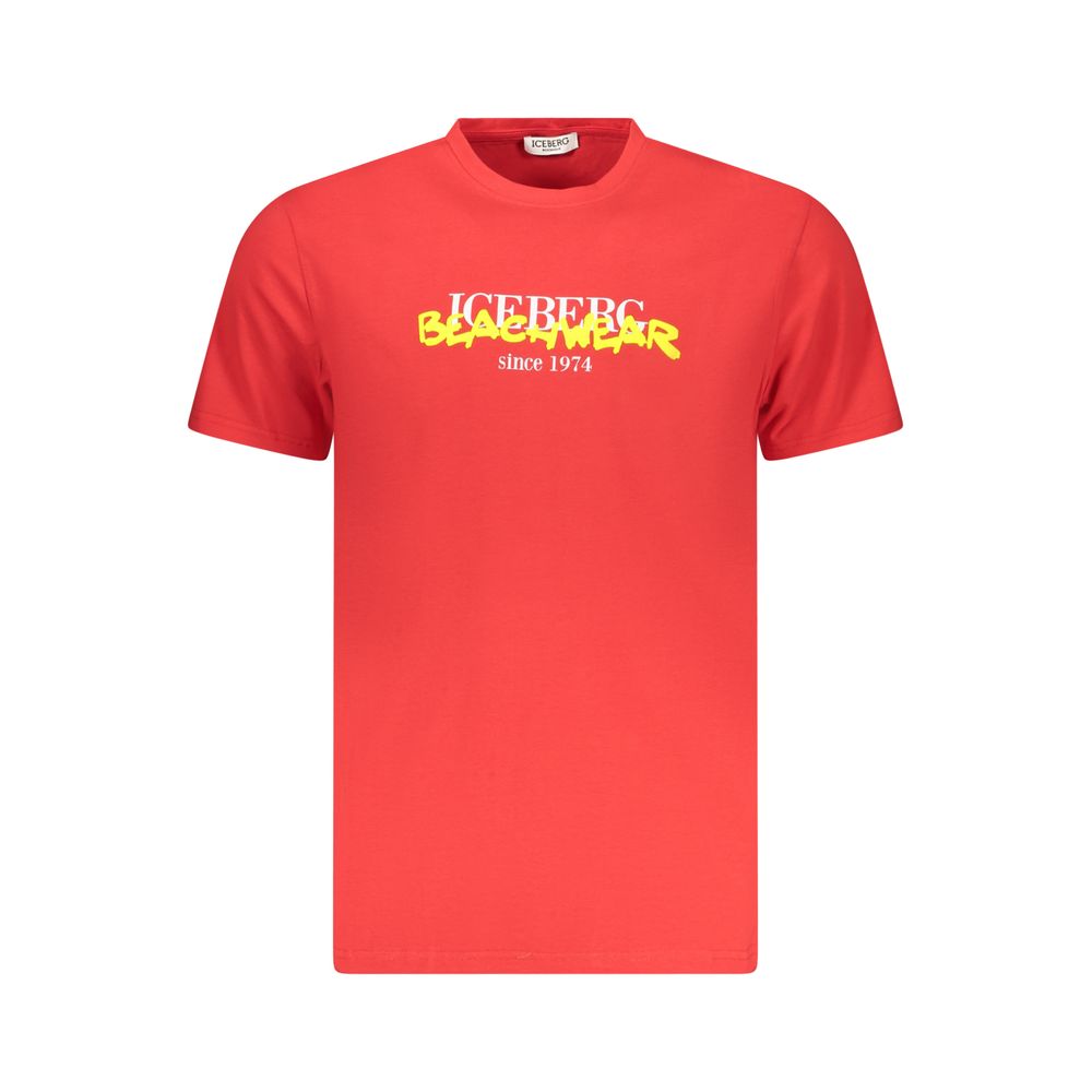 Iceberg Red Cotton Men's T-Shirt - Stylish Comfort