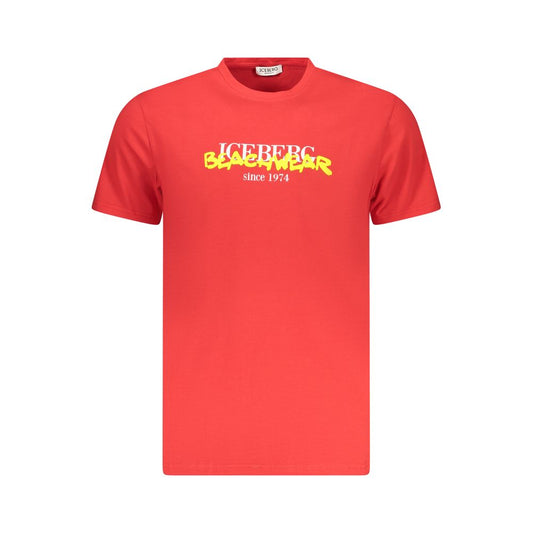 Iceberg Red Cotton Men's T-Shirt - Stylish Comfort