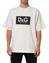 T-shirt ras du cou Dolce & Gabbana blanc en coton imprimé logo pour homme
