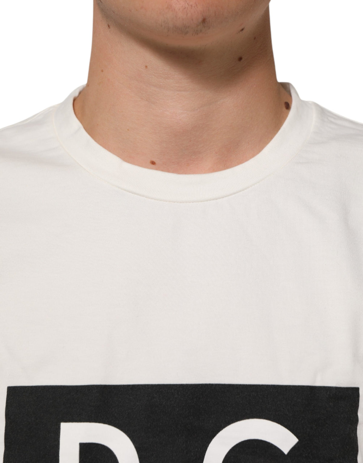 T-shirt ras du cou Dolce & Gabbana blanc en coton imprimé logo pour homme