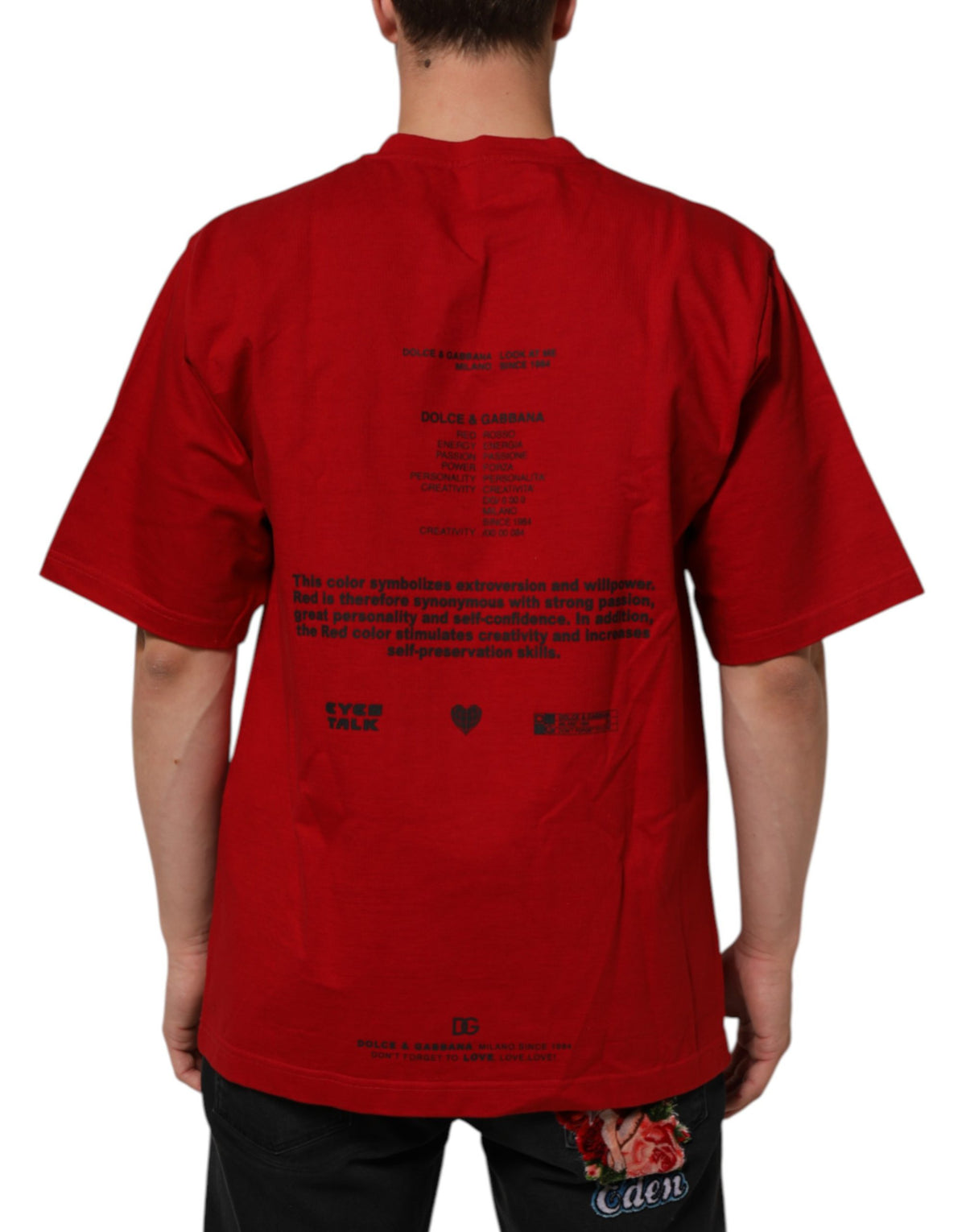 T-shirt Dolce & Gabbana en coton à col rond et imprimé œil DG rouge