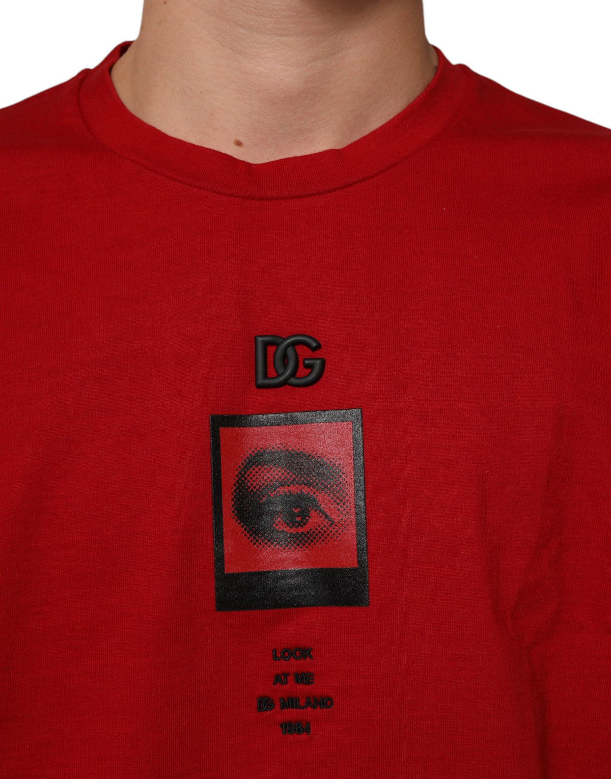 T-shirt Dolce & Gabbana en coton à col rond et imprimé œil DG rouge