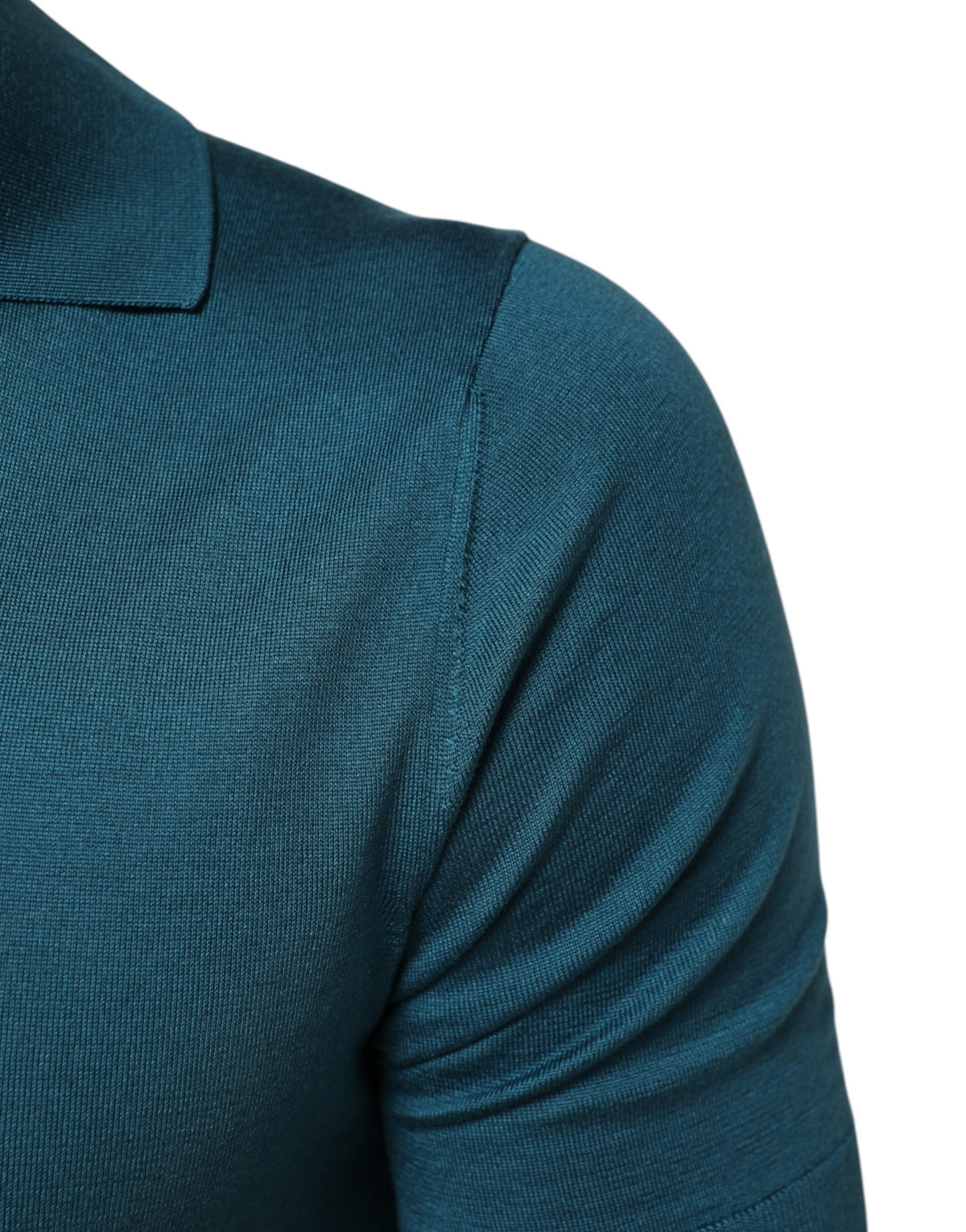 T-shirt polo Dolce & Gabbana en soie bleu sarcelle à col et manches courtes