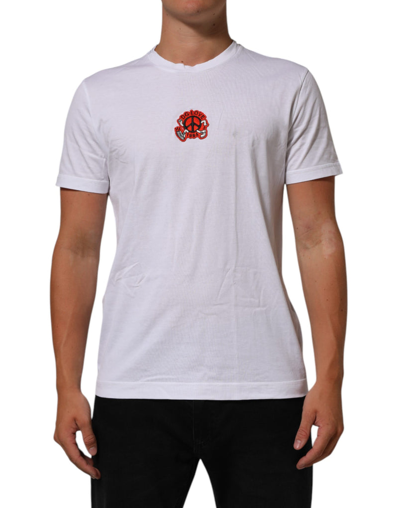 T-shirt Dolce &amp; Gabbana blanc en coton avec écusson DG Love et col rond
