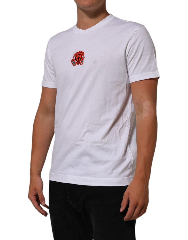 T-shirt Dolce &amp; Gabbana blanc en coton avec écusson DG Love et col rond