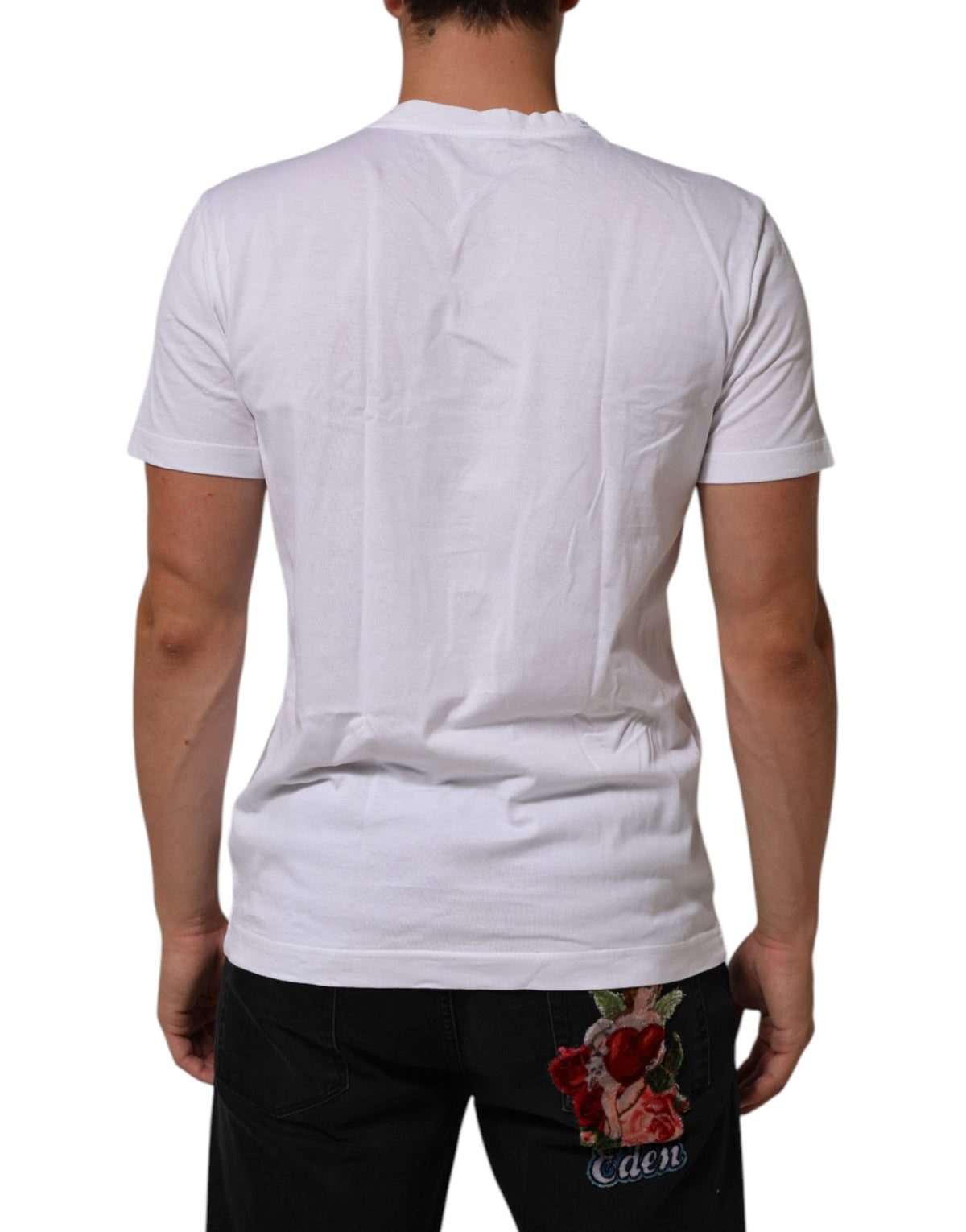 T-shirt Dolce &amp; Gabbana blanc en coton avec écusson DG Love et col rond