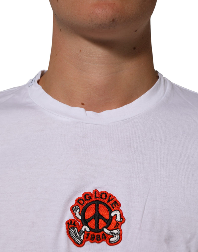 T-shirt Dolce &amp; Gabbana blanc en coton avec écusson DG Love et col rond