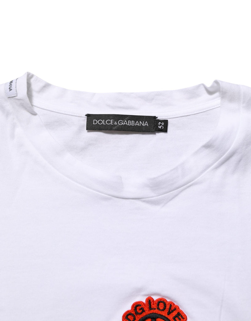T-shirt Dolce &amp; Gabbana blanc en coton avec écusson DG Love et col rond