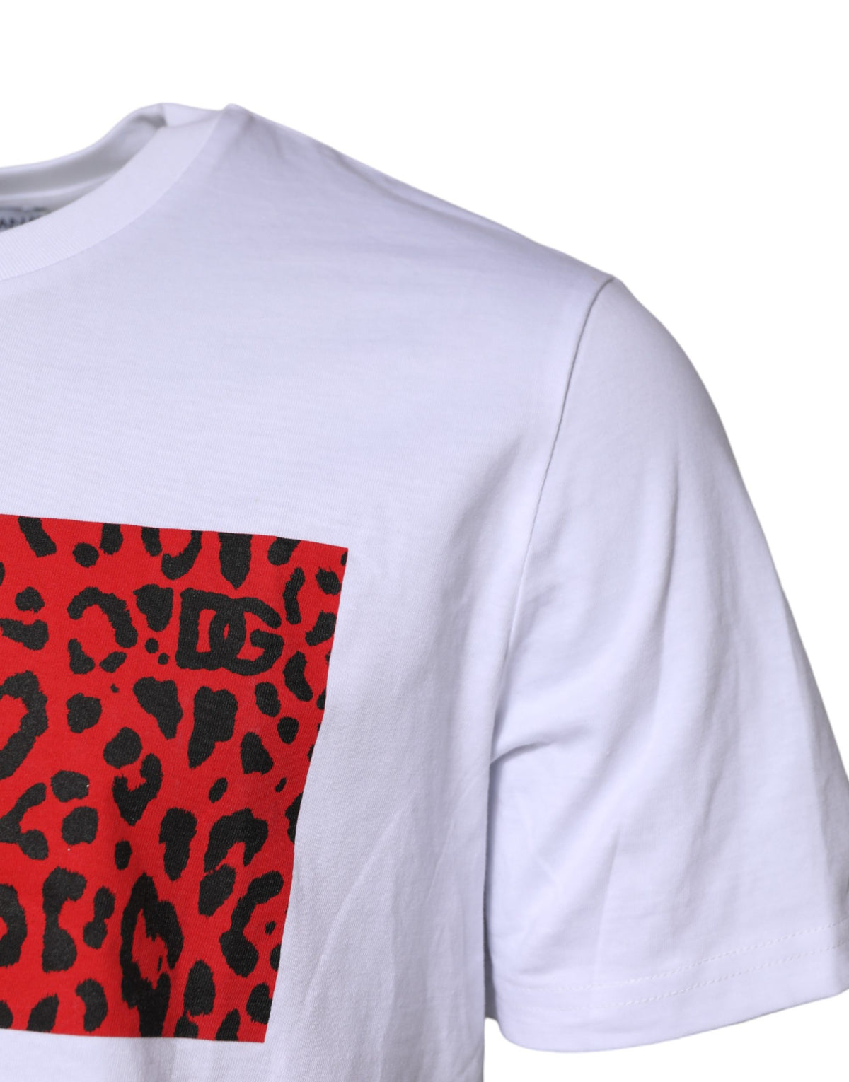 T-shirt ras du cou Dolce & Gabbana en coton blanc imprimé léopard