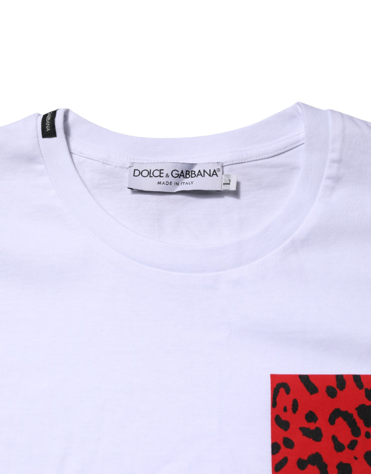 T-shirt ras du cou Dolce & Gabbana en coton blanc imprimé léopard