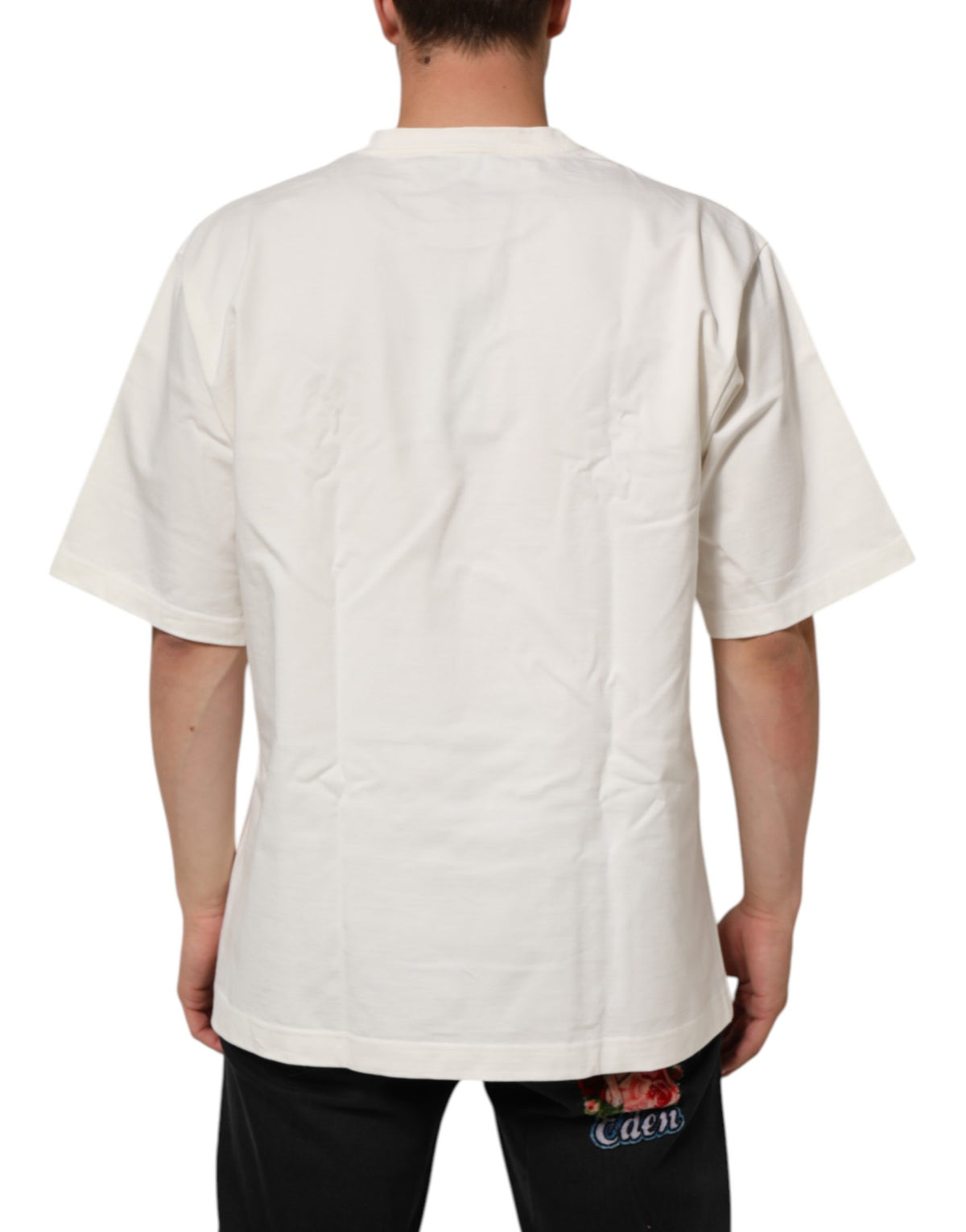 T-shirt col rond homme Dolce & Gabbana en coton blanc avec logo imprimé