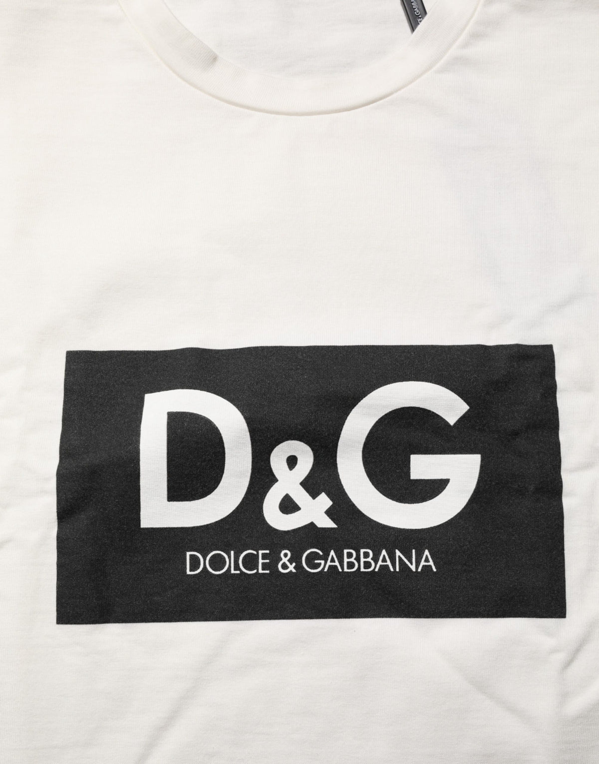 T-shirt col rond homme Dolce & Gabbana en coton blanc avec logo imprimé
