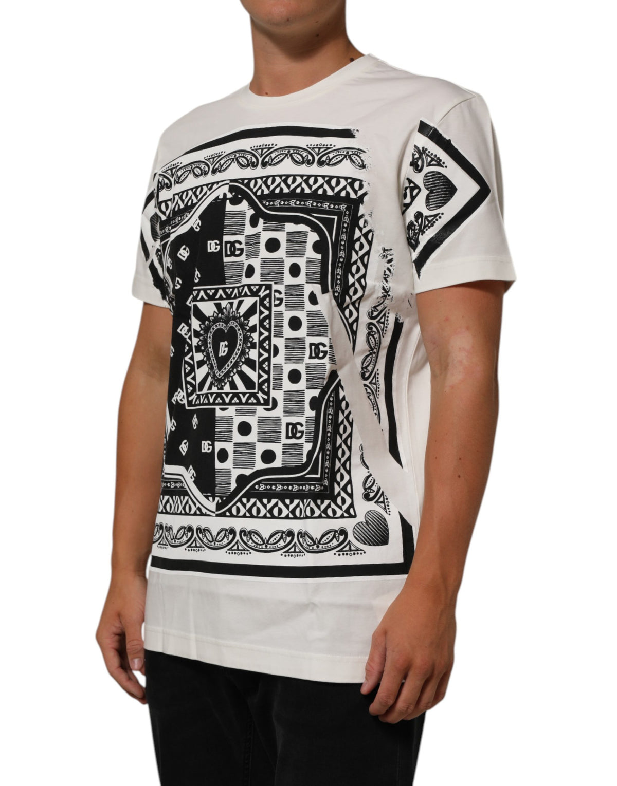 T-shirt Dolce & Gabbana en coton blanc à imprimé bandana et col rond
