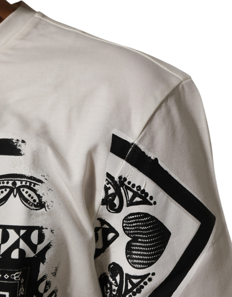 Dolce & Gabbana White Cotton Bandana Print CrewNeck T-shirt