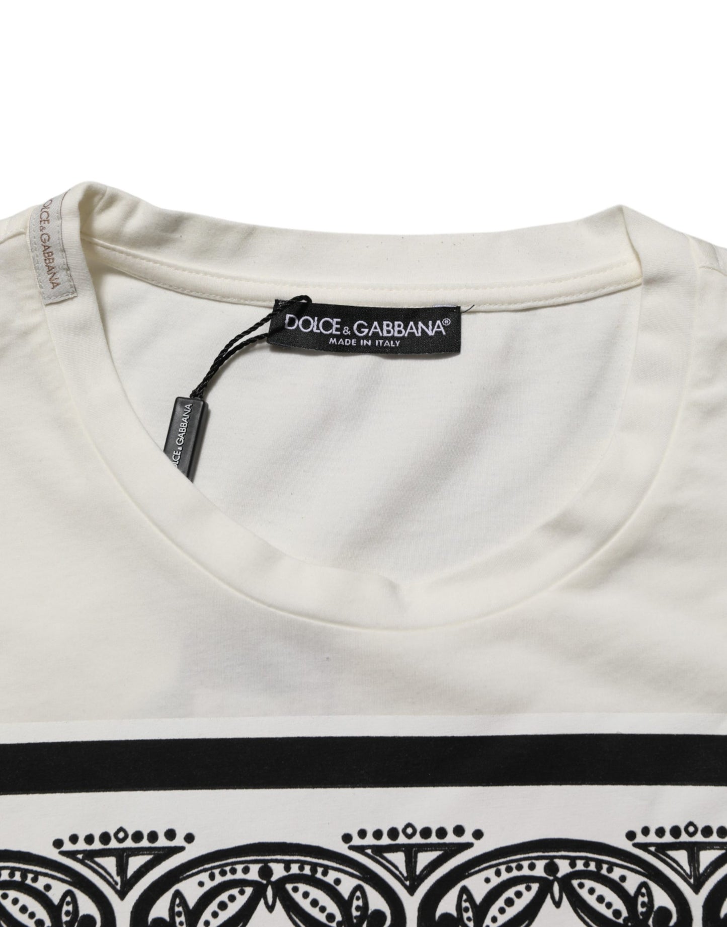 Dolce & Gabbana Wit Katoenen T-shirt met Ronde Hals en Bandanaprint