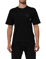 T-shirt ras du cou Dolce & Gabbana en coton noir avec plaque logo