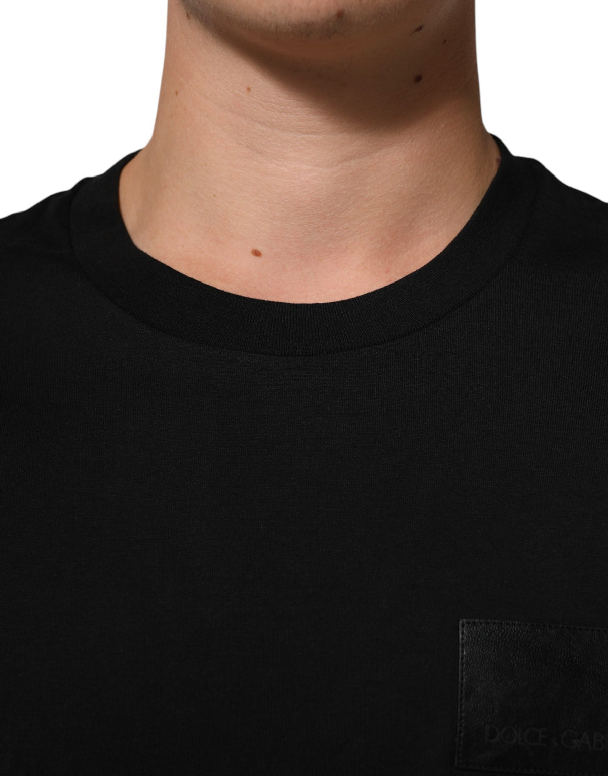 T-shirt ras du cou Dolce & Gabbana en coton noir avec plaque logo
