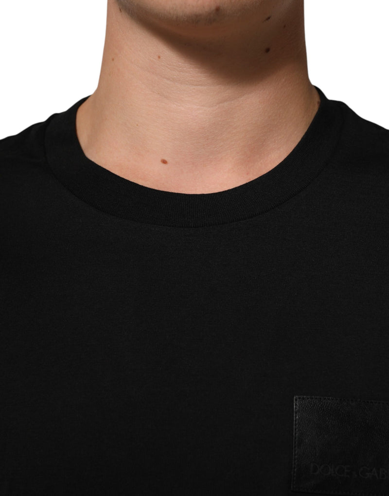 Dolce & Gabbana Black Cotton Logo Plaque Crew Neck T-shirt