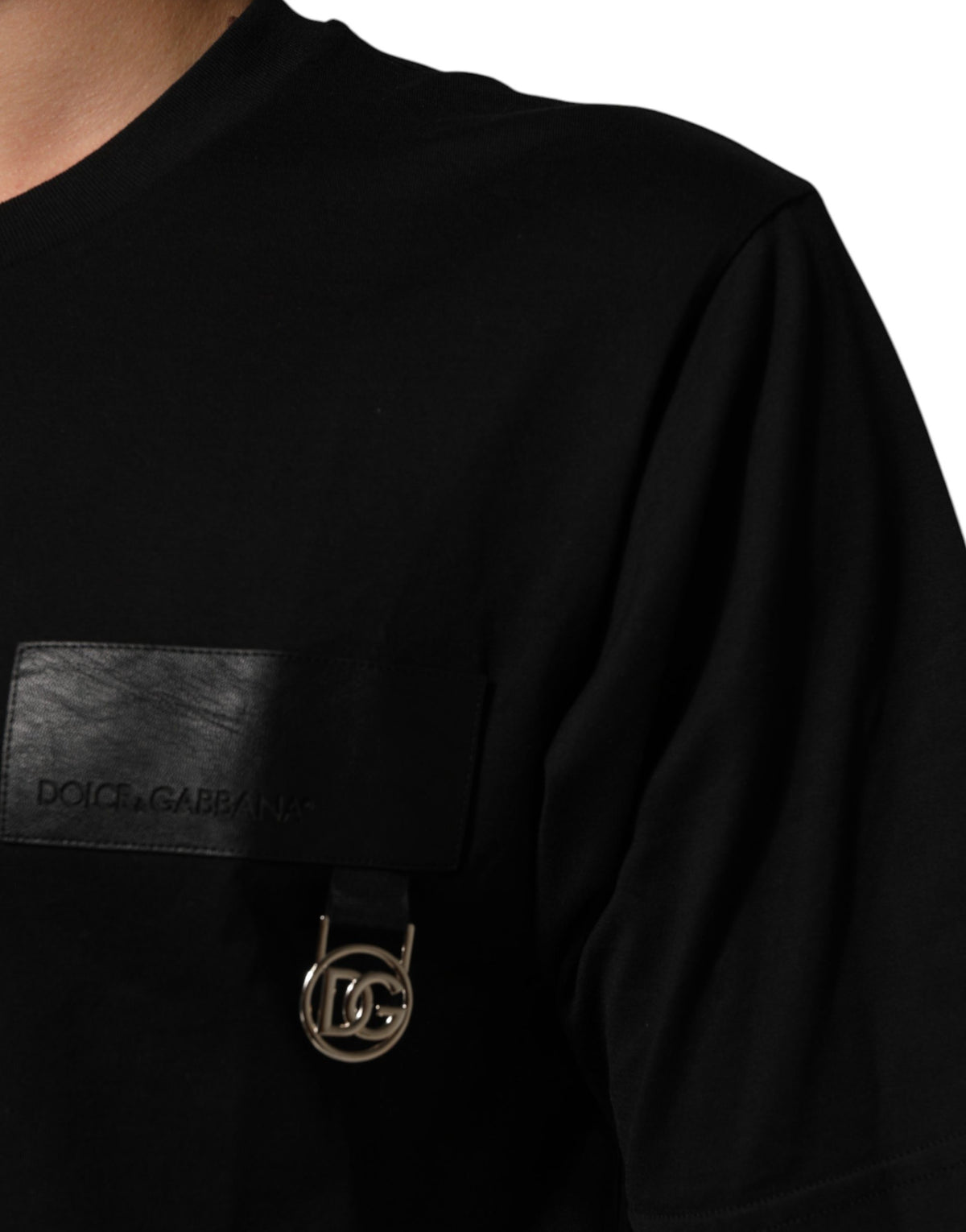 T-shirt ras du cou Dolce & Gabbana en coton noir avec plaque logo