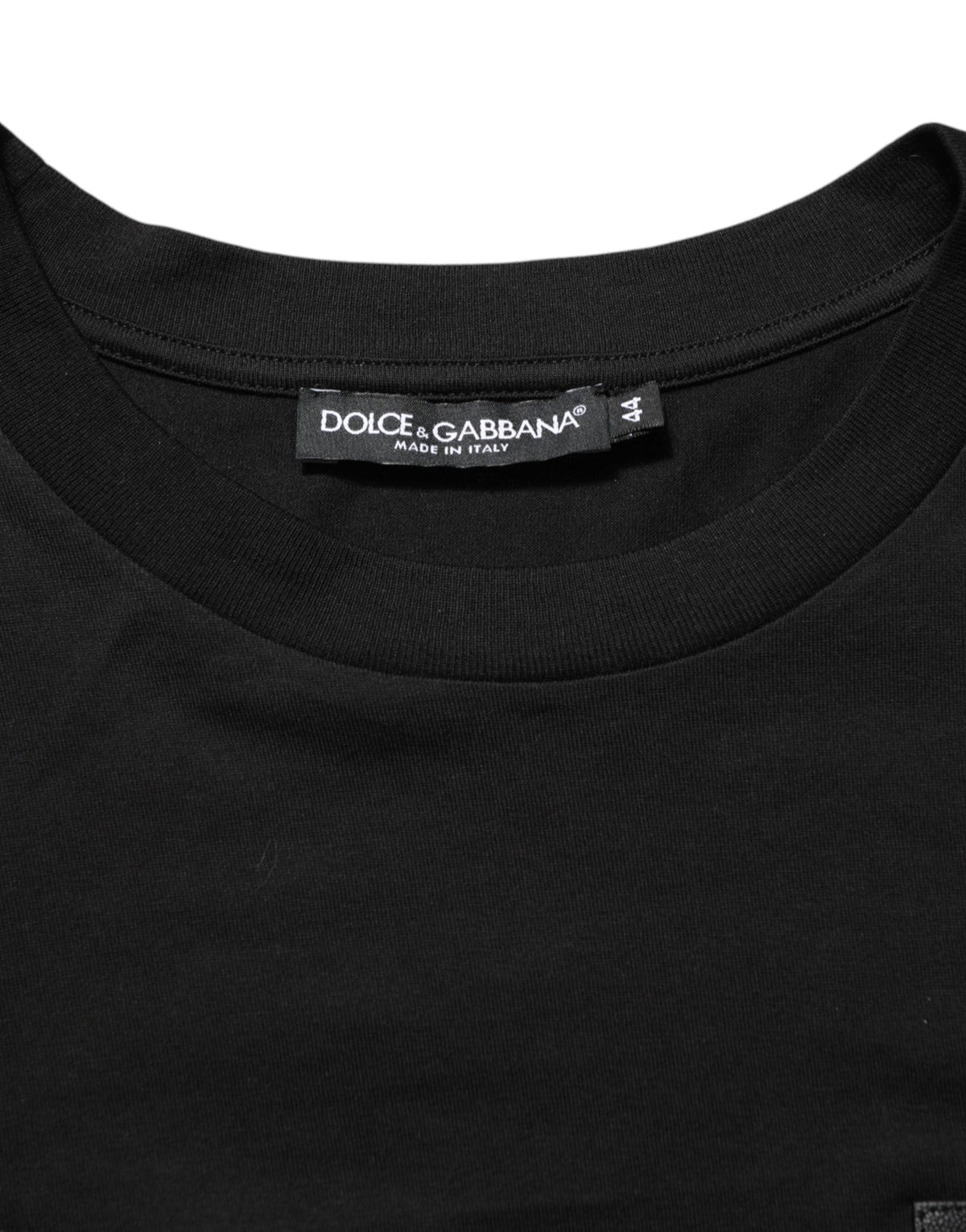 T-shirt ras du cou Dolce & Gabbana en coton noir avec plaque logo