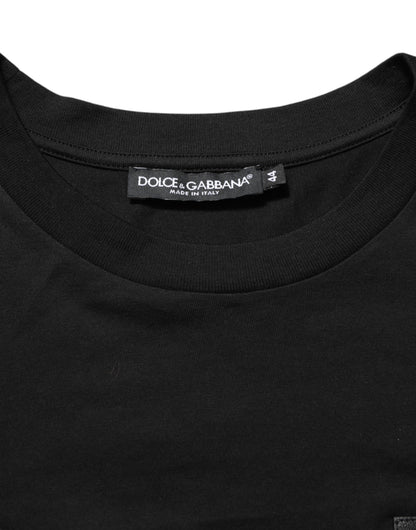 T-shirt ras du cou Dolce & Gabbana en coton noir avec plaque logo