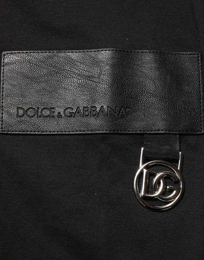 T-shirt ras du cou Dolce & Gabbana en coton noir avec plaque logo
