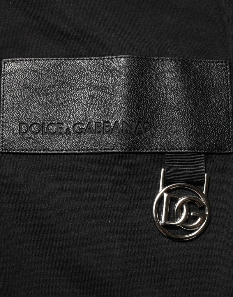 Dolce & Gabbana Black Cotton Logo Plaque Crew Neck T-shirt