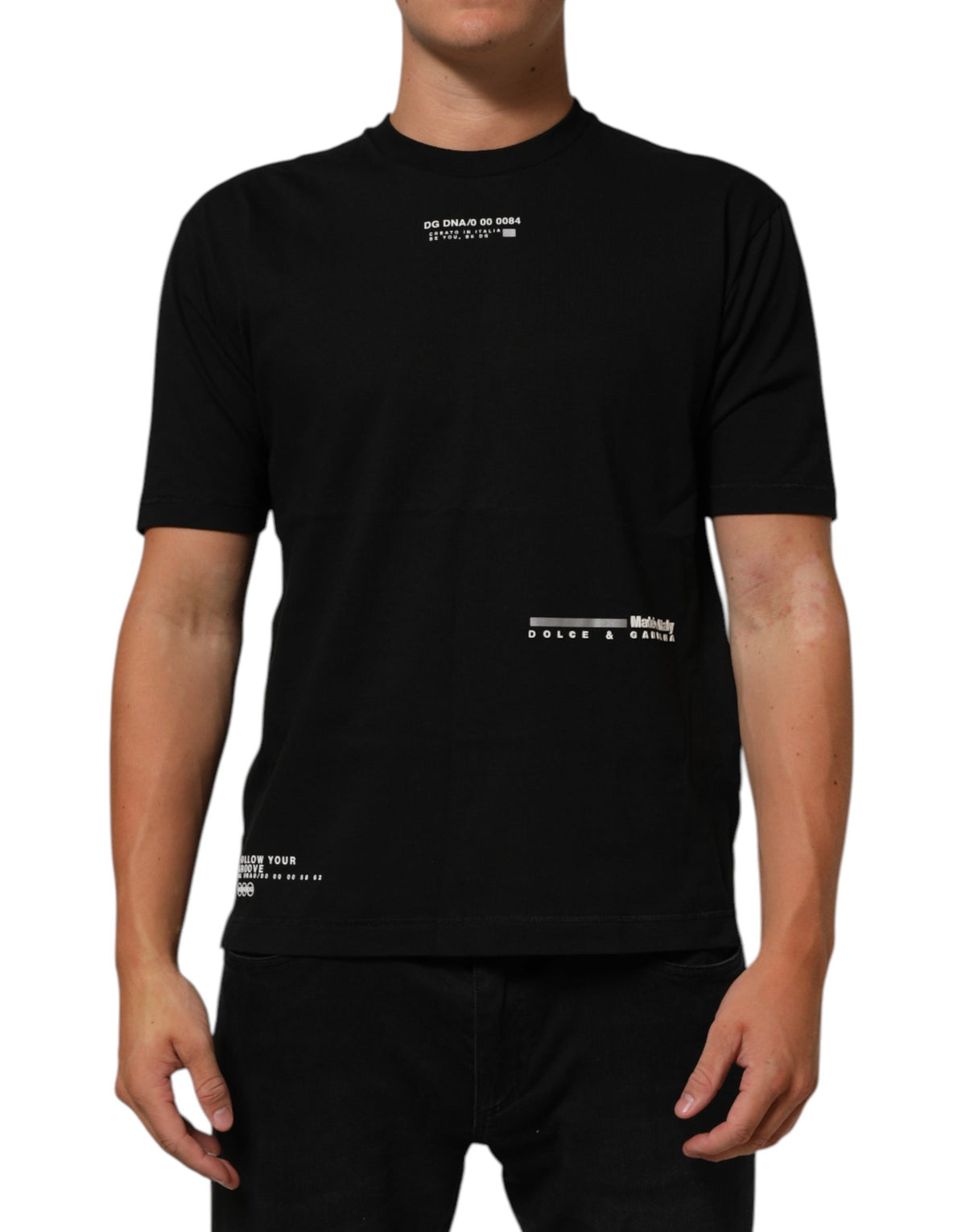T-shirt homme Dolce & Gabbana en coton noir à col rond avec slogan