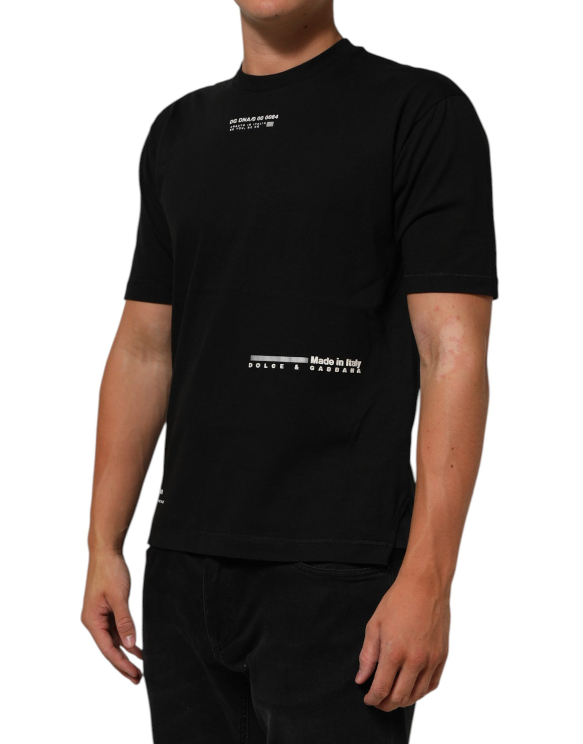 T-shirt homme Dolce & Gabbana en coton noir à col rond avec slogan