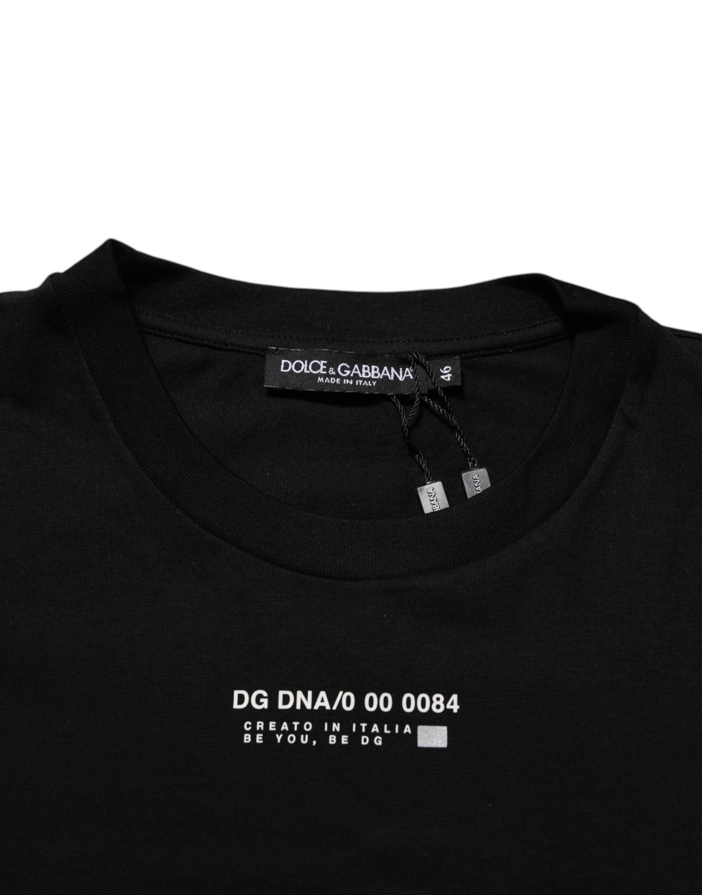 T-shirt homme Dolce & Gabbana en coton noir à col rond avec slogan