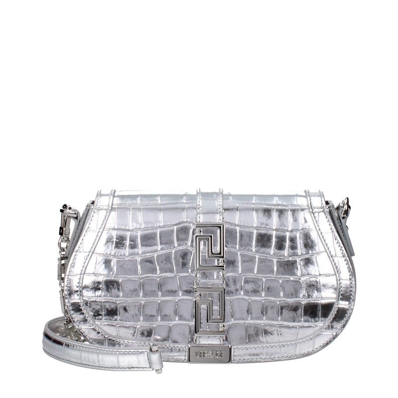 Versace Gray Leather Shoulder Bag - Stylish & Versatile