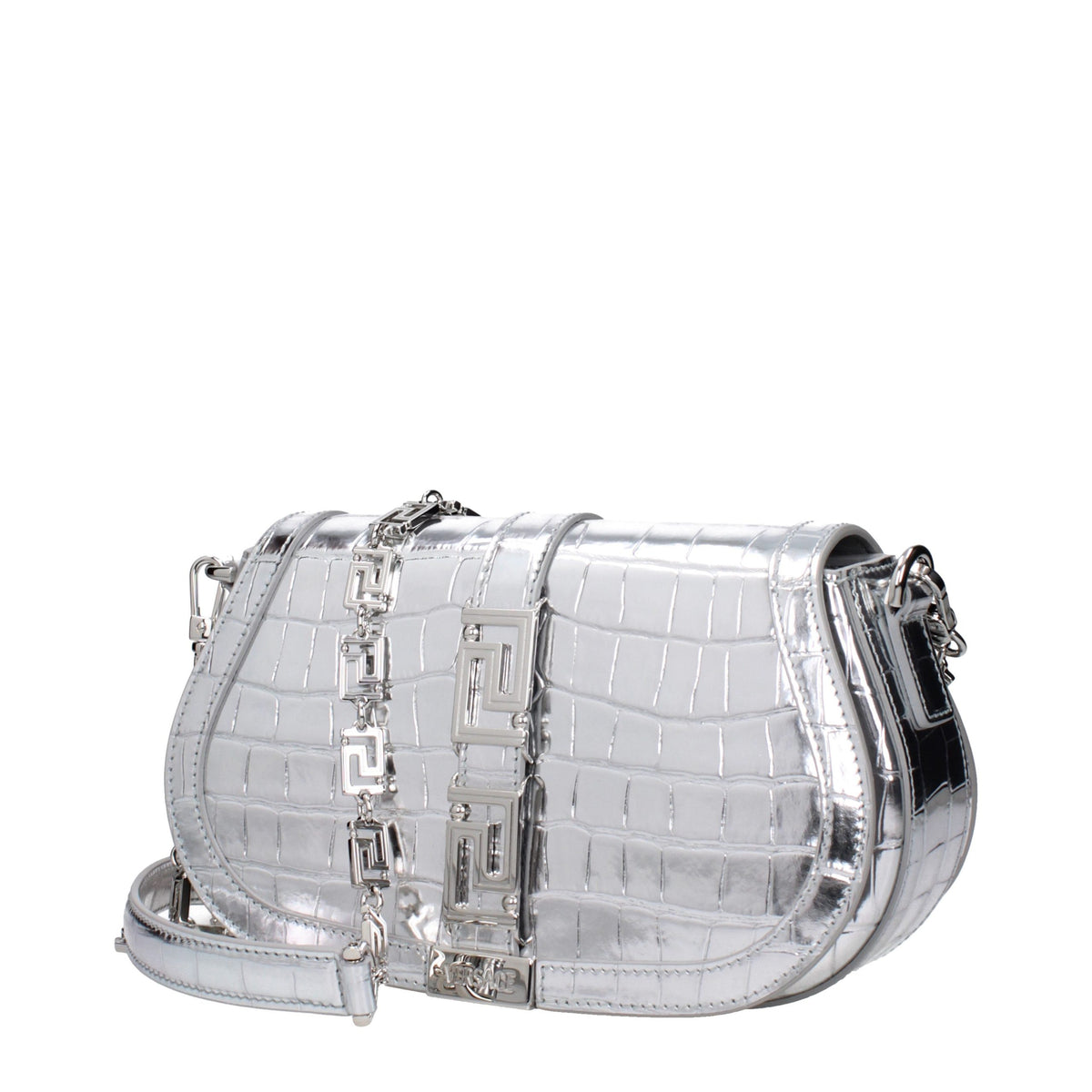 Versace Gray Leather Shoulder Bag - Stylish & Versatile