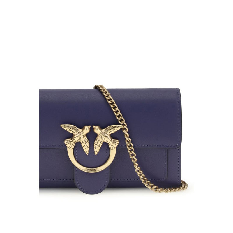 PINKO Blue Calf Leather Bos Taurus Shoulder Bag