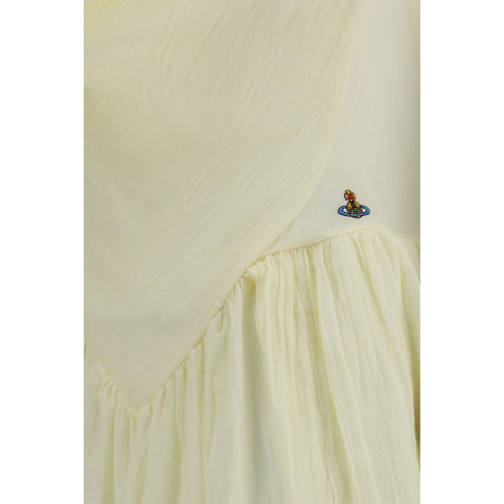 Vivienne Westwood Beige Cotton Casual Dress - Sunday Draped Tiered Mini