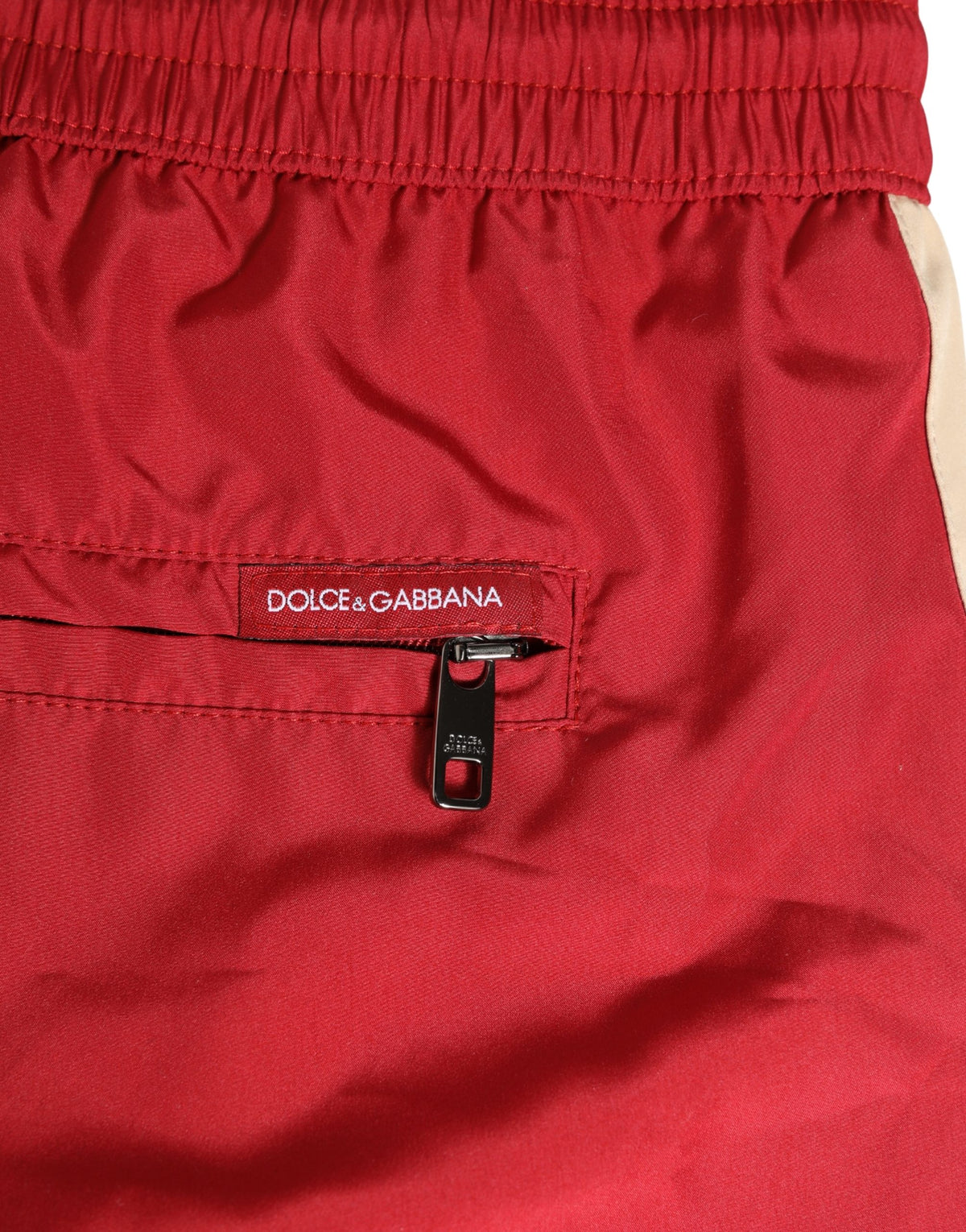 Dolce & Gabbana Red Polyester Men Drawstring Swim Shorts