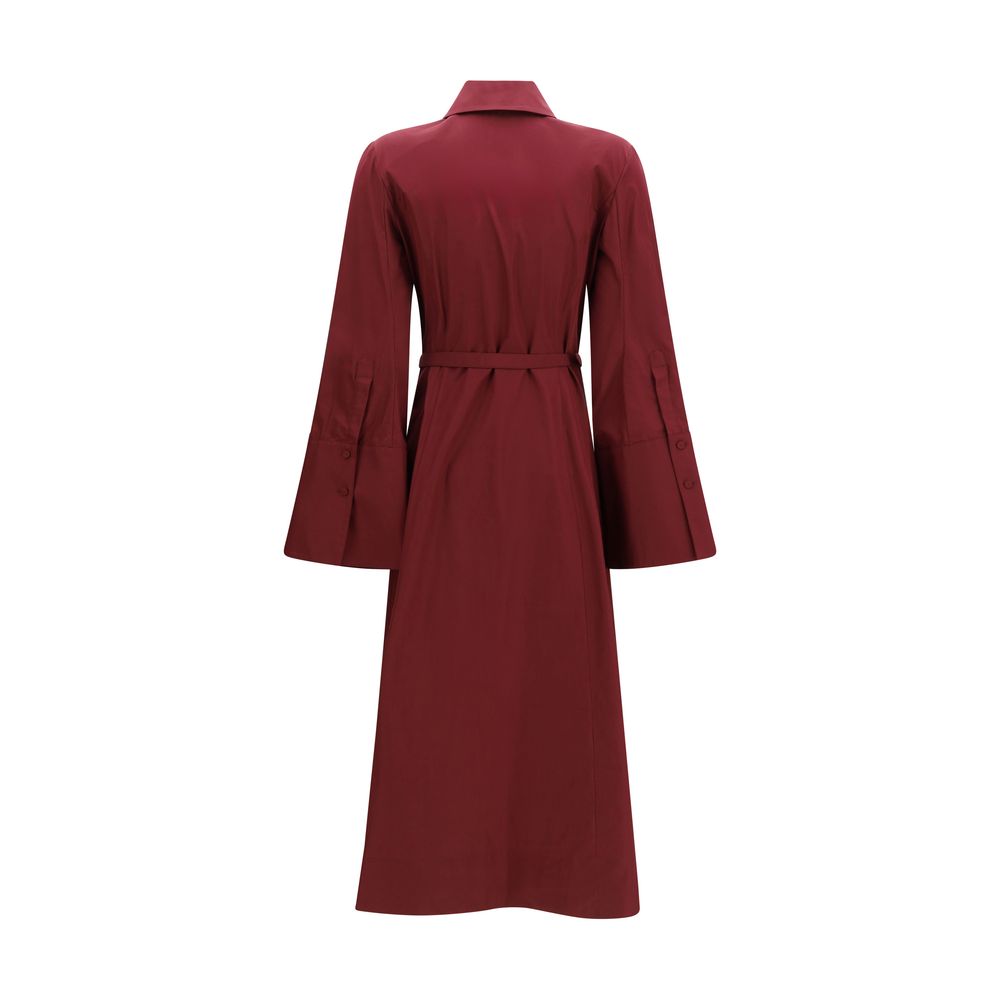Gabriela Hearst Carmina Bordeaux Cotton Casual Dress